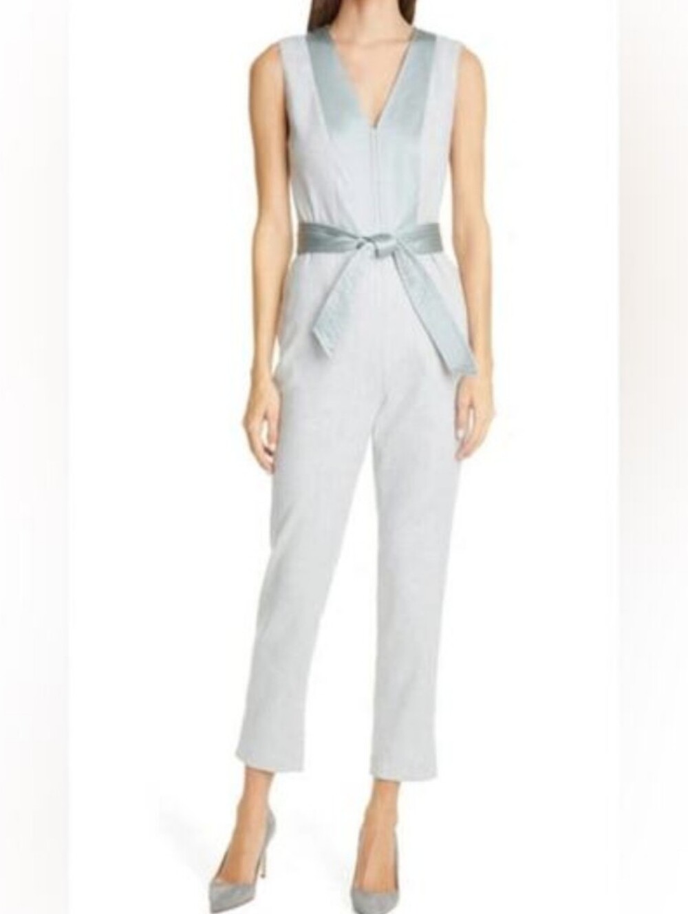 Tailored Rebecca Taylor Sleeveless V-Neck Jadeite Jumpsuit #3842